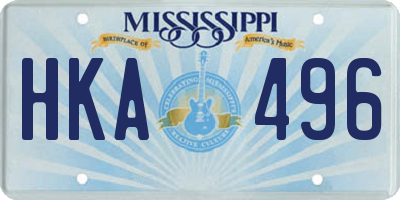 MS license plate HKA496
