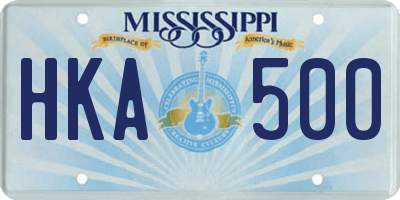 MS license plate HKA500