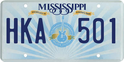 MS license plate HKA501