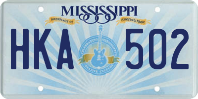 MS license plate HKA502