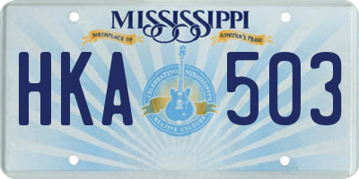 MS license plate HKA503
