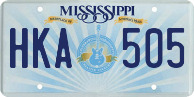 MS license plate HKA505