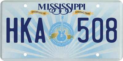 MS license plate HKA508