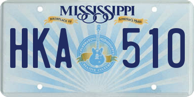 MS license plate HKA510