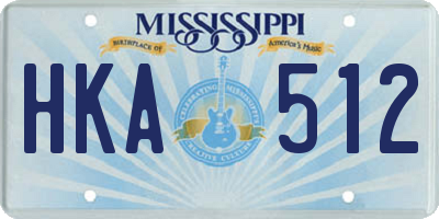 MS license plate HKA512