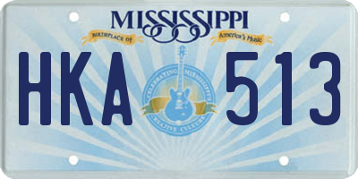 MS license plate HKA513