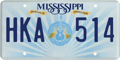 MS license plate HKA514
