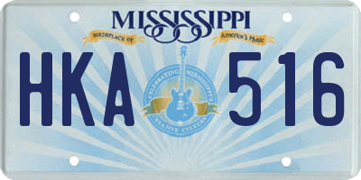 MS license plate HKA516