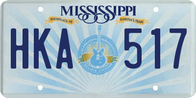 MS license plate HKA517