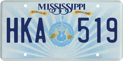 MS license plate HKA519
