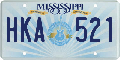 MS license plate HKA521