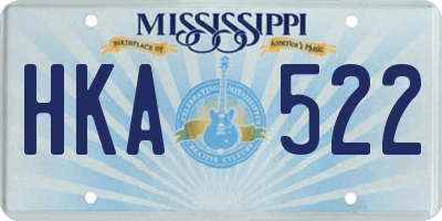 MS license plate HKA522