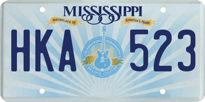 MS license plate HKA523