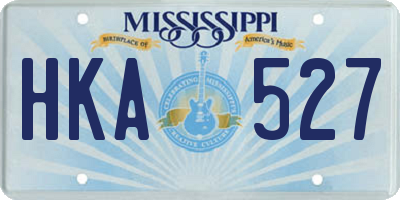 MS license plate HKA527