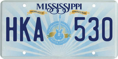 MS license plate HKA530