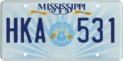 MS license plate HKA531