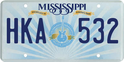 MS license plate HKA532