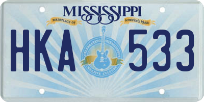 MS license plate HKA533