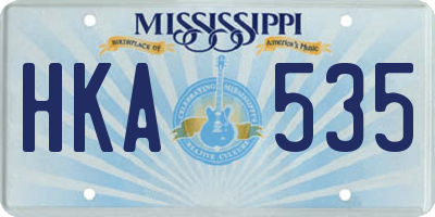 MS license plate HKA535