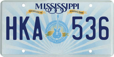 MS license plate HKA536