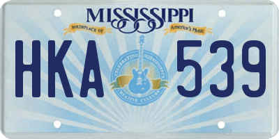 MS license plate HKA539
