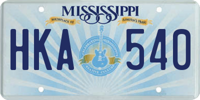 MS license plate HKA540