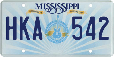 MS license plate HKA542