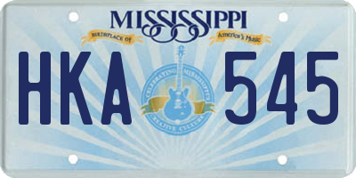 MS license plate HKA545