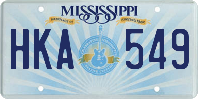 MS license plate HKA549