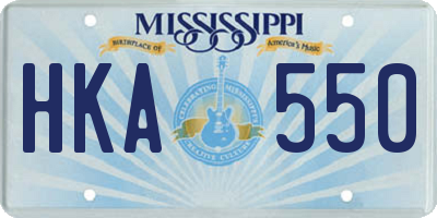 MS license plate HKA550