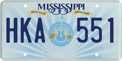 MS license plate HKA551