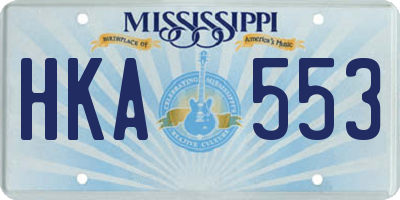 MS license plate HKA553