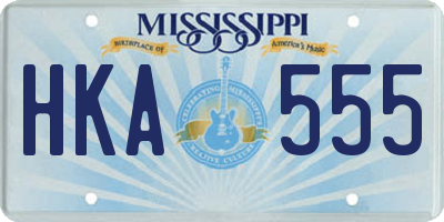 MS license plate HKA555