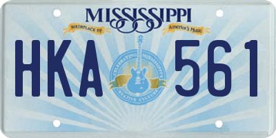 MS license plate HKA561