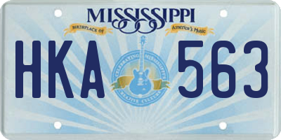 MS license plate HKA563