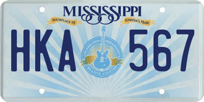 MS license plate HKA567
