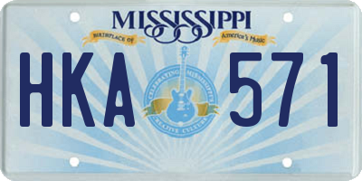 MS license plate HKA571