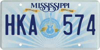 MS license plate HKA574