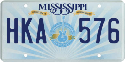 MS license plate HKA576