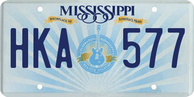 MS license plate HKA577
