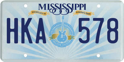 MS license plate HKA578