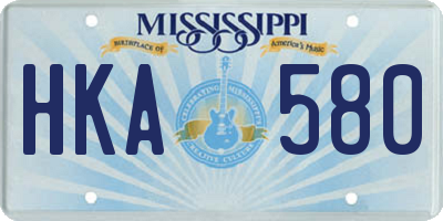 MS license plate HKA580