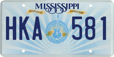 MS license plate HKA581