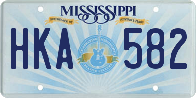 MS license plate HKA582