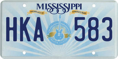 MS license plate HKA583