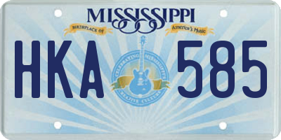 MS license plate HKA585
