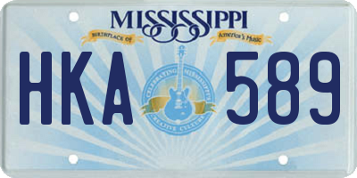 MS license plate HKA589