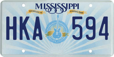 MS license plate HKA594