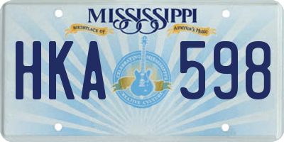 MS license plate HKA598