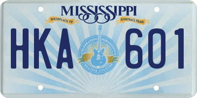 MS license plate HKA601